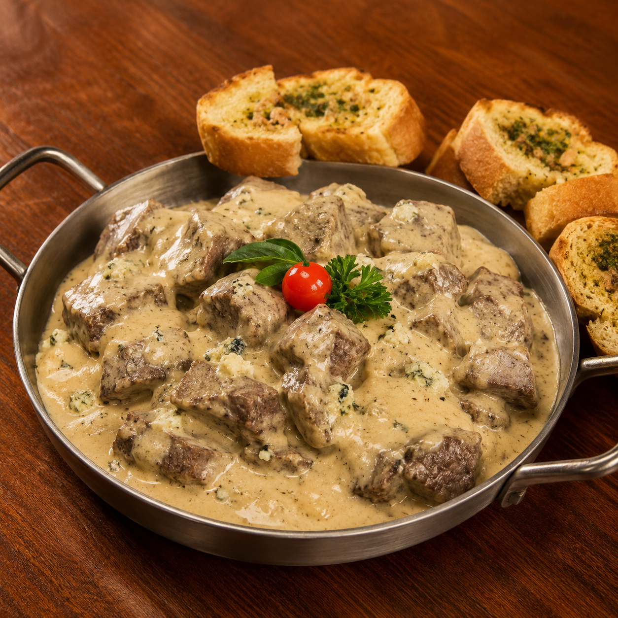 Isca de Filé Mignon com Molho de Gorgonzola