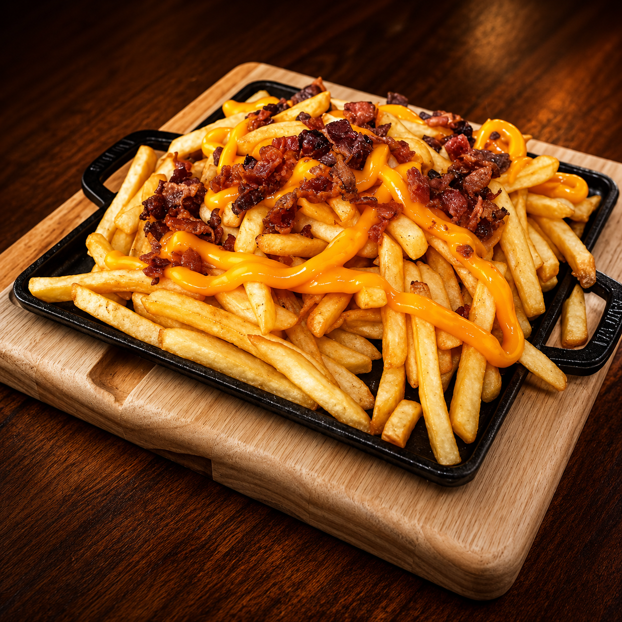 Batata Palito com Cheddar e Bacon